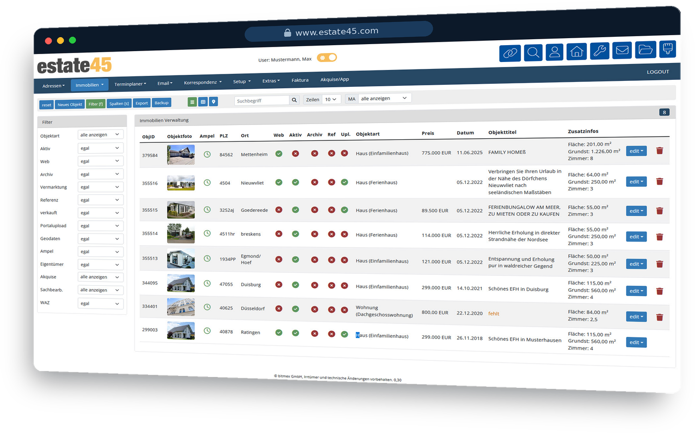 estate45 Maklersoftware Immobilienverwaltung